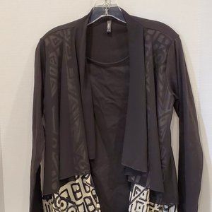 Made in Korea-Long Sleeve Tunic Top-Twofer-Free Size-Abstract Chiffon Print